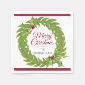 Modern Green Wreath Merry Christmas Personalized Servet (Voorkant)