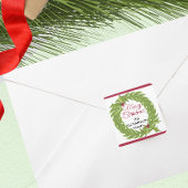 Modern Green Wreath Merry Christmas Personalized Vierkante Sticker