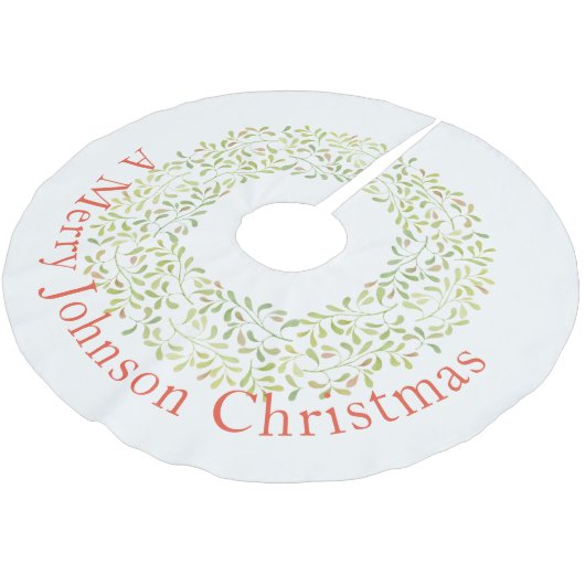 Modern Green Wreath on White Kerstboom Rok (Gekanteld)