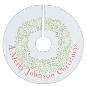 Modern Green Wreath on White Kerstboom Rok (Voorkant)