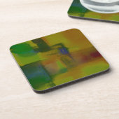 Modern Green Yellow Abstract Bier Onderzetter (Linkerzijde)
