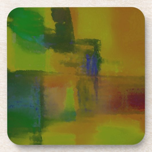 Modern Green Yellow Abstract Bier Onderzetter (Voorkant)