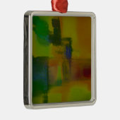Modern Green Yellow Abstract Metalen Ornament (Rechts)