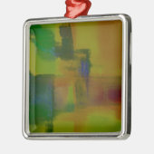 Modern Green Yellow Abstract Metalen Ornament (Links)