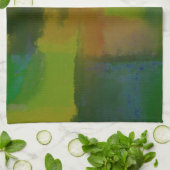 Modern Green Yellow Abstract Theedoek (Gevouwen)