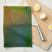 Modern Green Yellow Abstract Theedoek (Quarter Fold)