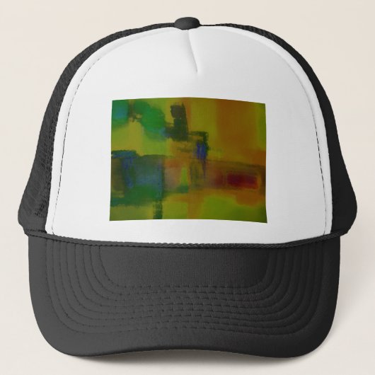 Modern Green Yellow Abstract Trucker Pet (Voorkant)