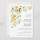 Modern Green Yellow Floral Elegant Wedding Kaart (Voorkant)