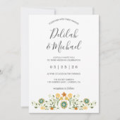 Modern Green Yellow Floral Wedding Kaart (Voorkant)