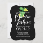 Modern Green Yellow Lemon Seamless Pattern Wedding Kaart (Voorkant)