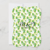 Modern Green Yellow Lemon Seamless Pattern Wedding Kaart (Achterkant)