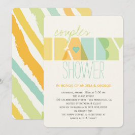 Modern Green Yellow Typography Couples Baby shower Kaart