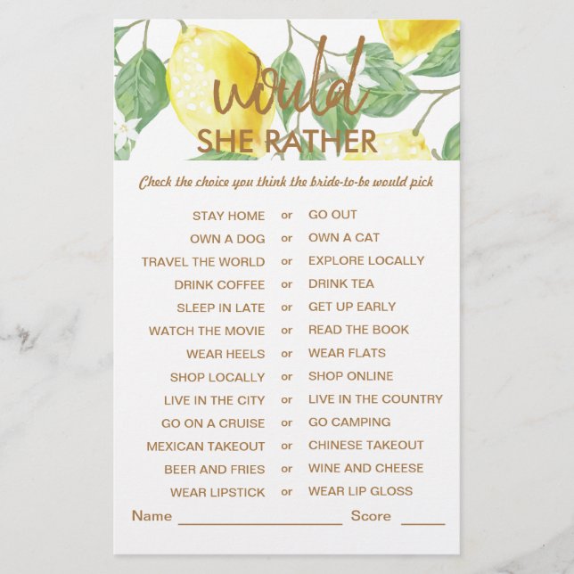 Modern Green Yellow Vrijgezellenfeest Game (Voorkant)