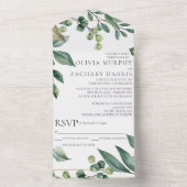 Modern Greenery All in One Wedding Invitation Uitnodiging (Binnen)