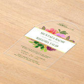 Modern Greenery and Floral Islamic Muslim Wedding Acryl Uitnodigingen (Laagn)