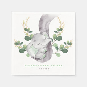 Modern Greenery Baby Elephant Green Gold Garden Servet