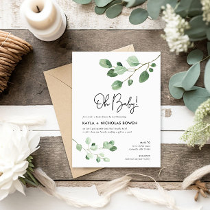 Modern Greenery Baby shower per Mail Invitation Feestdagenkaart