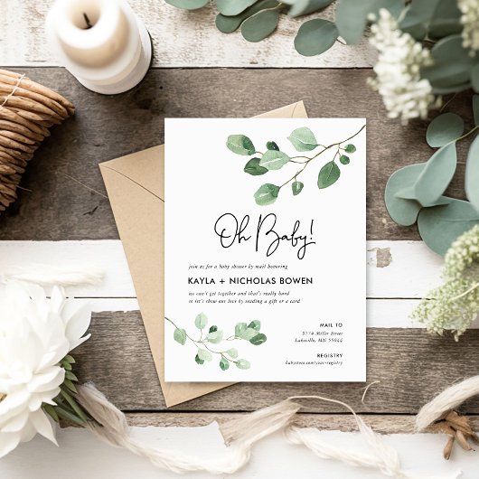 Modern Greenery Baby shower per Mail Invitation Feestdagenkaart