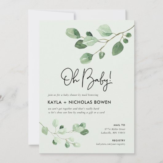 Modern Greenery Baby shower per Mail Kaart (Voorkant)
