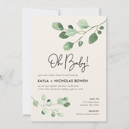 Modern Greenery Baby shower per Mail Kaart (Voorkant)