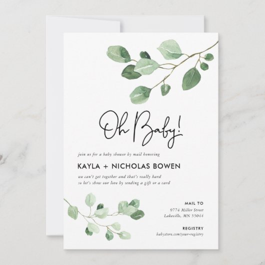 Modern Greenery Baby shower per Mail Kaart (Voorkant)