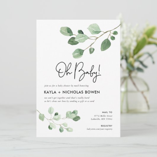 Modern Greenery Baby shower per Mail Kaart (Staand voorkant)