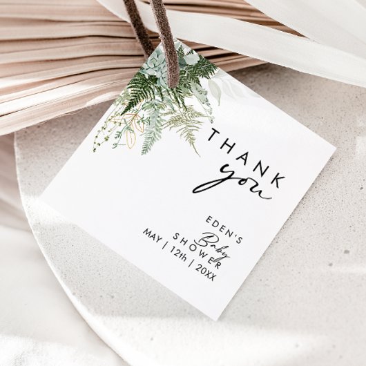 Modern Greenery Baby shower Square dank u Bedankjes Labels