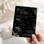Modern Greenery Black Bridal Brunch en Bubble Kaart<br><div class="desc">Deze moderne zwarte bruidsbrunch en brute uitnodigingsdesign zijn eenvoudig te mengen en passen coördinerende stijlen in zwart-wit aan met delicate grijze elementen, waardoor ze gemakkelijk kunnen floreren rond eenvoudige, geavanceerde typografie en een prachtig, minimaal kalligrafiekscript. De waterverf eucalyptus en andere botanische bladeren zijn prachtig doorheen, met donkere smaragd in een...</div>