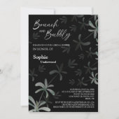 Modern Greenery Black Bridal Brunch en Bubble Kaart (Voorkant)