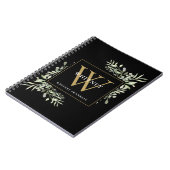 Modern Greenery Black Gold Monogram Name Notitiebo Notitieboek (Linkerzijde)
