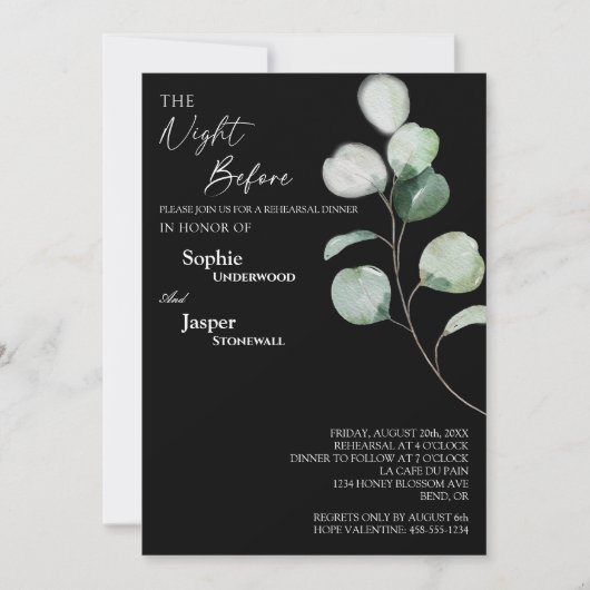 Modern Greenery Black Night before Rehearsal Kaart (Voorkant)