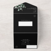 Modern Greenery Black Wedding All In One Uitnodiging (Buitenkant)