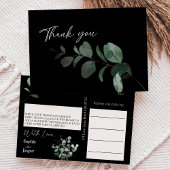 Modern Greenery Black Wedding Bedankt Briefkaart