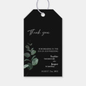 Modern Greenery Black Wedding Dank je Label Cadeaulabel (Voorkant)