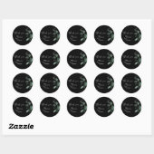 Modern Greenery Black Wedding Dank je Sticker (Vel)