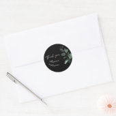 Modern Greenery Black Wedding Dank je Sticker (Envelop)
