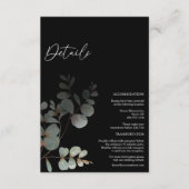 Modern Greenery Black Wedding Details Informatiekaartje (Voorkant)