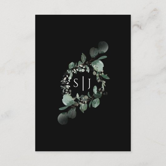 Modern Greenery Black Wedding Details Informatiekaartje (Achterkant)