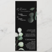 Modern Greenery Black Wedding Flat Program Programmakaart (Voorkant)