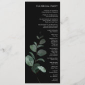 Modern Greenery Black Wedding Flat Program Programmakaart (Achterkant)