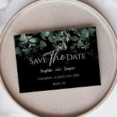 Modern Greenery Black Wedding Flat Save the Date