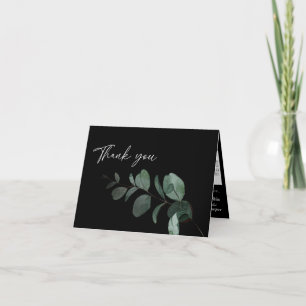 Modern Greenery Black Wedding Folded Bedankkaart