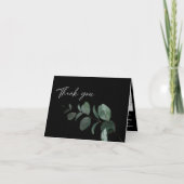 Modern Greenery Black Wedding Folded Bedankkaart (Voorkant)