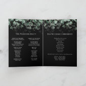 Modern Greenery Black Wedding Folded Programme Programma (Binnen)