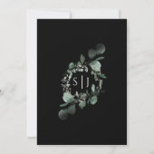 Modern Greenery Black Wedding Invitation Kaart (Achterkant)