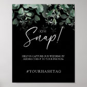 Modern Greenery Black Wedding Oh Snap Poster (Voorkant)