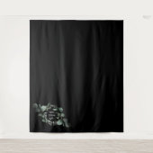 Modern Greenery Black Wedding Photo Backdrop Wandkleed (Voorkant)