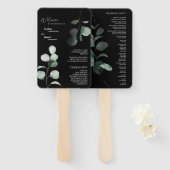 Modern Greenery Black Wedding Program Fan Handwaaier (Voorkant en achterkant)