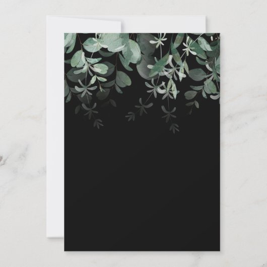 Modern Greenery Black Wedding Save the Date Kaart (Achterkant)