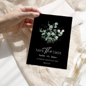 Modern Greenery Black Wedding Save the Date Kaart
